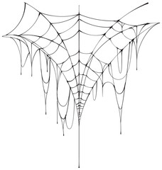 Wall Mural - Halloween big scary black spider web hang on white background