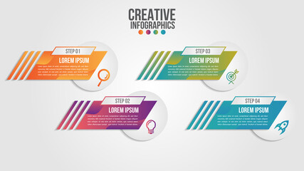 Wall Mural - infographic modern timeline design vector template for business with 4 steps or options illustrate a