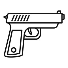 Sticker - Policeman gun icon. Outline policeman gun vector icon for web design isolated on white background