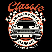 Vintage Shirt Design Of American Muscle Garage