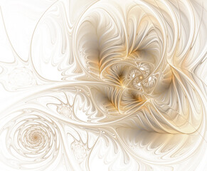 Wall Mural - Fractal abstraction on a white background. Fantasy in golden beige.