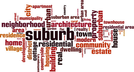 Wall Mural - Suburb word cloud