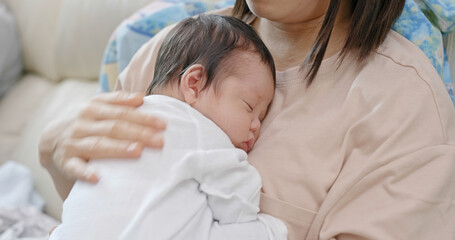 Poster - Mother touch on her baby back