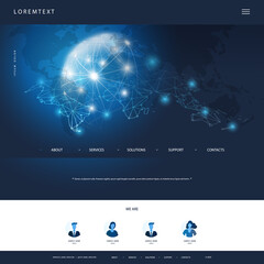 Wall Mural - Technology Website Design Template for Your Business - Cloud Computing, Telecommunications, Global Network Connections