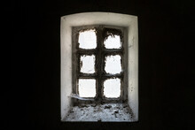 Mysterious Old Window With A Dusty Glass Covered With Spider Web
