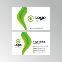 abstract smooth fresh green natural wavy business card design, professional stylish name card template vector