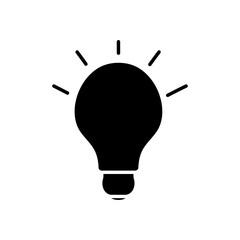 Poster - bulb light shining icon, silhouette style