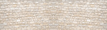 Natural Beige White Stone Brick Wall Texture Background Banner Panoramic Panorama