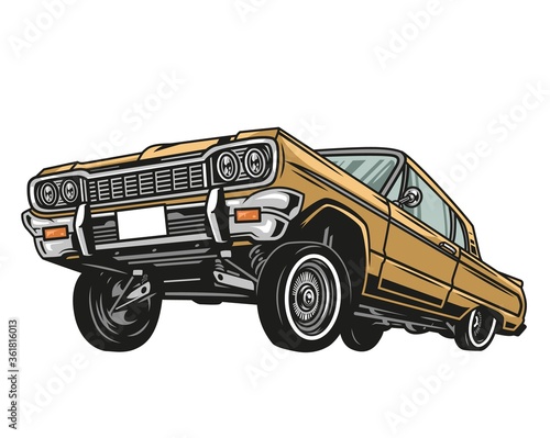 Cuadros en Lienzo Colorful low rider retro car concept