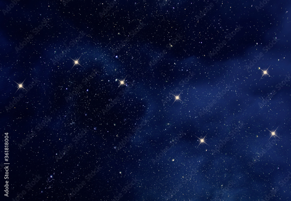 Starry night sky with Ursa Major constellation or the Great Bear and ...