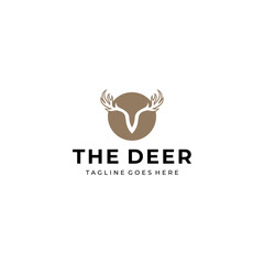 Illustration of a V sign shaped like a deer's head with beautiful golden horns