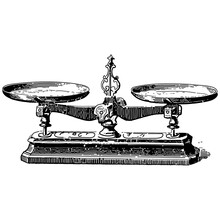 Vintage Engraving Of A Mechanical Weighing Scale
