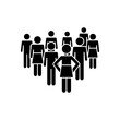 pictogram men and woman standing, silhouette style