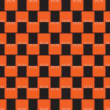 Vector Seamless Pattern Texture Background With Geometric Shapes, Colored In Orange, Black Colors.