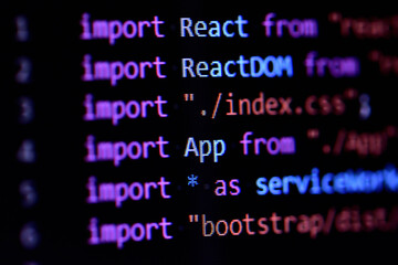 Wall Mural - close-up of react, javascript programming source code