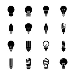 Poster - stick bulb light and bulb lights icon set, silhouette style