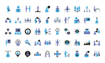 bundle of business people avatars set icons