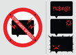 Set 4 prohibition signs of stop hate speech. Protest symbols. Isolated icons of stop social negative word concept. Vector illustration for warning issue, announcement and social media content