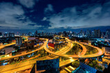 Fototapeta Miasto - Bangkok transport at dusk with views of Bangkok at night (Thailand)