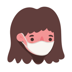 Wall Mural - girl head with mask design of medical care and covid 19 virus theme Vector illustration