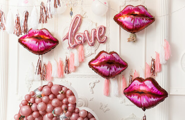 Baloon Pink heart Background indoor Love decorations