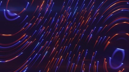 Wall Mural - Abstract neon background from light lines swirling in space. Seamless loop 3d render