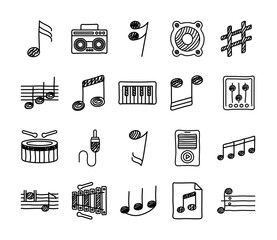 Poster - bundle of music set icons