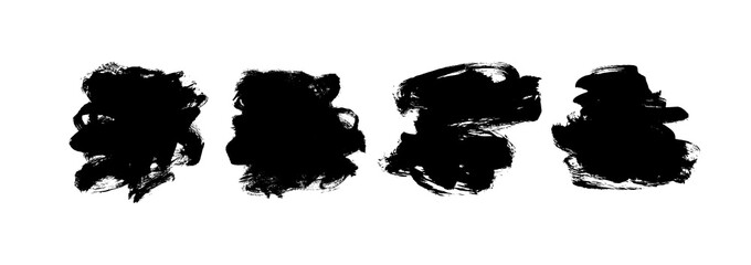 Wall Mural - vector black paint, ink brush strokes and shapes collection. dirty grunge design element, box or bac