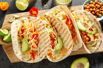 Wall Mural - Fresh homemade appetizing vegan tacos