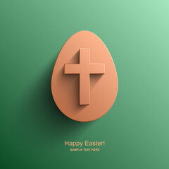 Wall Mural - Easter card in the shape of an egg with the image of a Christian cross, Easter background