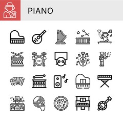 Wall Mural - Set of piano icons