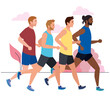© Gstudio - men jogging,people male running, men in sportswear jogging vector illustration design