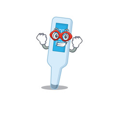 Poster - A cartoon mascot of digital thermometer in a fantastic Super hero character