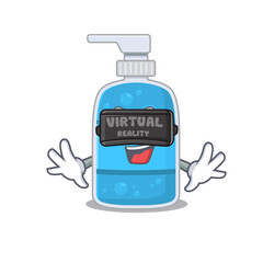 Sticker - A cartoon image of hand wash gel using modern Virtual Reality headset