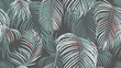 Foliage seamless pattern, simple palm leaves on dark grey