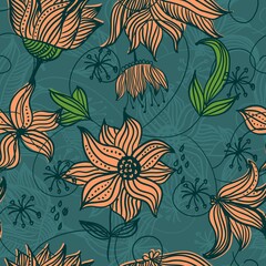 Wall Mural - Vector Abstract elegance seamless pattern with floral background.