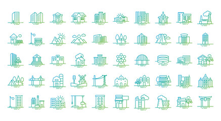 Wall Mural - bundle of city set icons