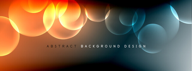 Vector abstract background liquid bubble circles on fluid gradient with shadows and light effects. Shiny design templates for text