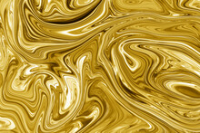 Liquid Marble Texture Design, Golden Marbling, Shiny Or Metallic Surface. High Resolution Vibrant Abstract Digital Paint Design Background.
