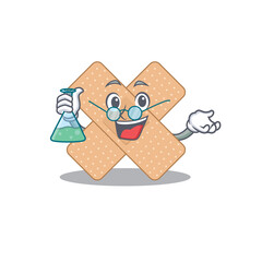 Poster - Super Genius Professor of cross bandage Caricature character working on a lab