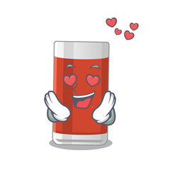 Canvas Print - A passionate glass of apple juice cartoon mascot concept has a falling in love eyes