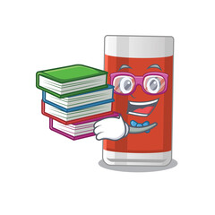 Canvas Print - Glass of apple juice student mascot design read many books when study at home