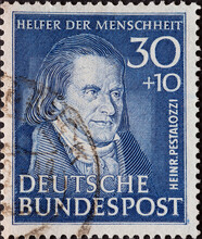 GERMANY - CIRCA 1951: A Postage Stamp Printed In Germany Showing An Image Of Heinrich Pestalozzin, Circa 1951.