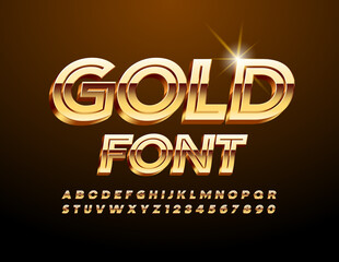 Poster - Vector Gold Font. Creative luxury Alphabet Letters and Numbers