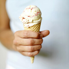 Raspberry ripple ice cream cornet