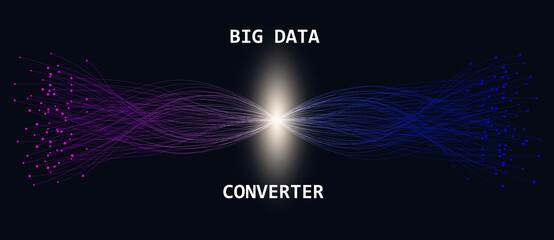 Wall Mural - big data visualization concept. connecting to many lines in one dot.