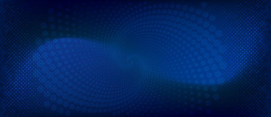 Poster - abstract blue background with dots halftone circle