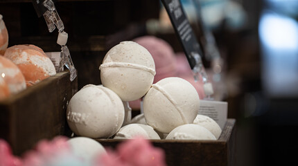 Handmade cosmetics salt bombs for the bath