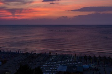 Poster - High angle shot of Florence sunset in Rimini beach Italy