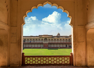 Wall Mural - Inside View of UNESCO World Heritage site Agra Red Fort, India.